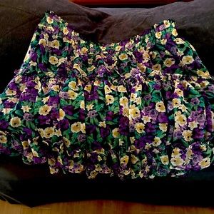 Purple and black floral print skirt